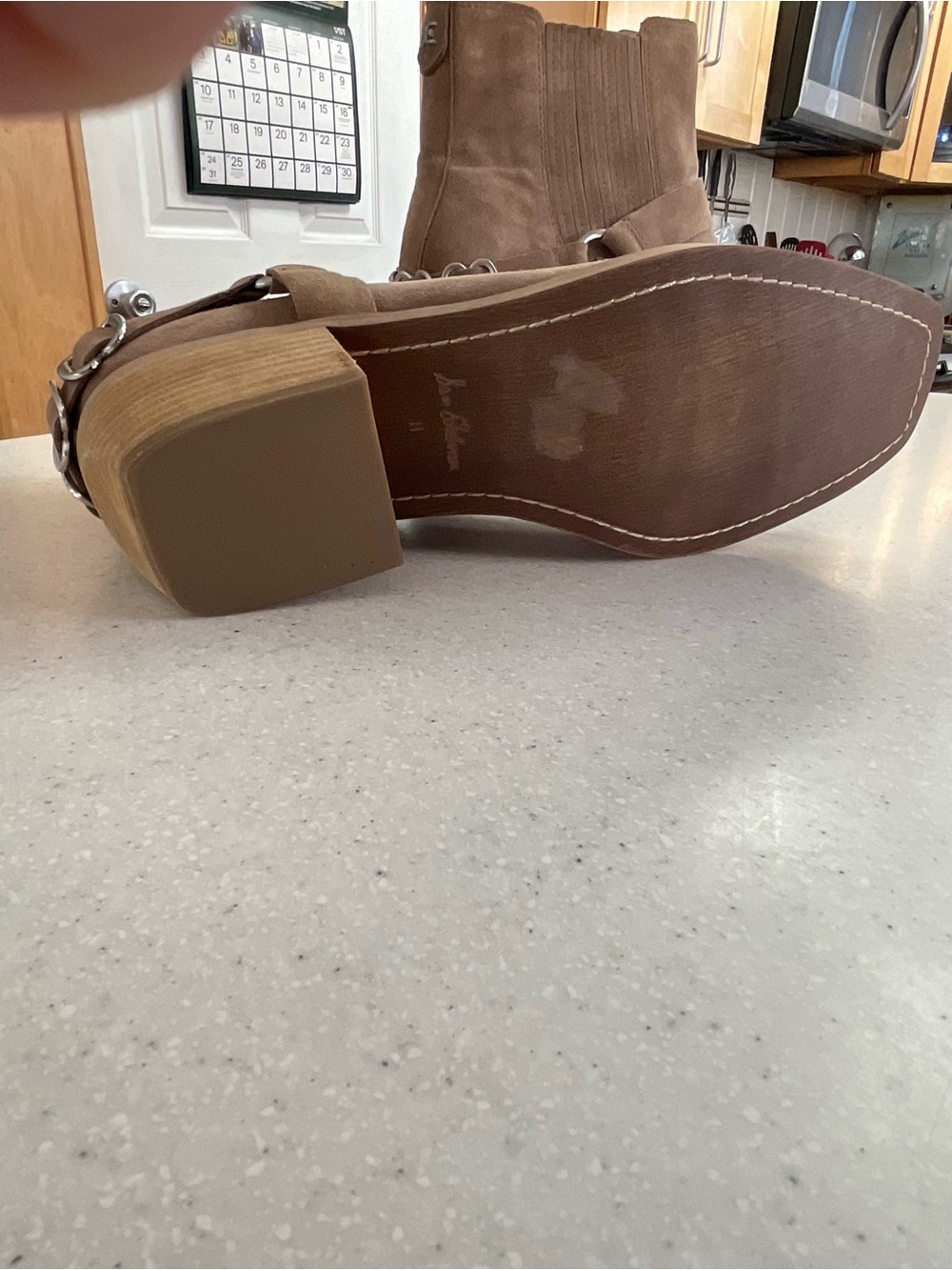 Sam Edelman Tan Suede Ankle Booties with Strap Detail - Picture 5 of 7